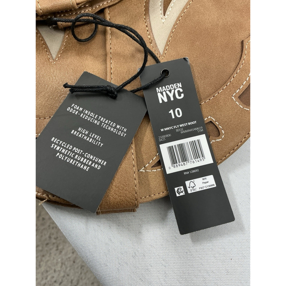 Womans NWT Madden NYC Midcalf Pull On Cowgirl Style Boots 10 Brown 1/2 Zip - Picture 7 of 9